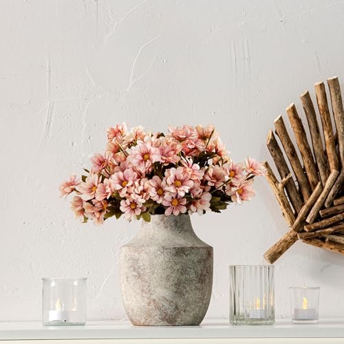 Mitt&Ditt Ceramic Flower Vase, 7.5 inch Off-White Farmhouse Rustic Vase, Handcrafted Weathered Pottery Vases, Small Flower Terracotta Vases for Home Decor, Living Room, Table, Shelf - Image 6