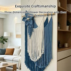 YRPZIQF Three-layered Tassels Cotton Rope Macrame Wall Hanging, Three-Dimensional Floral Wall Decor, Bohemian Wall Art for Living Room, Bedroom, Home Backdrop(Gray) - Image 5