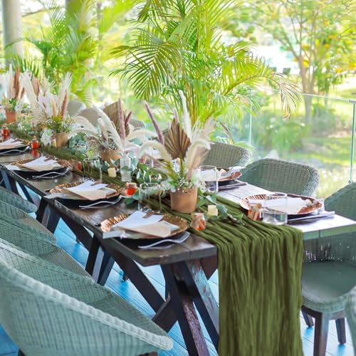 12 Pack Olive Green 10Ft Cheesecloth Table Runner - Image 6