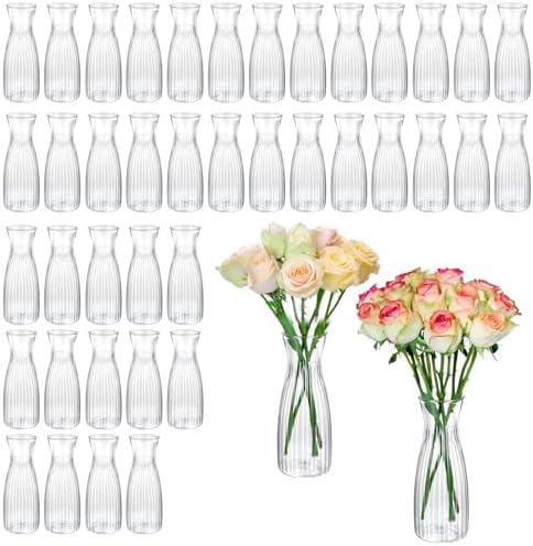40Pcs Plastic Bud Vases Bulk Small Plastic Vases, Clear Container for Flowers Height Shatterproof Bud Vase, Mini Vintage Floral Vase for Home Decor, Living Room, Office Decoration, Party by Molain