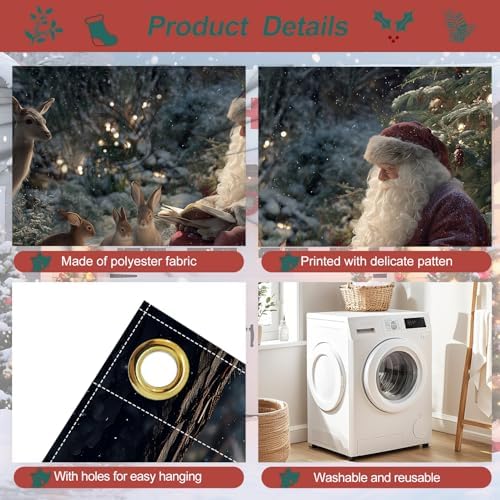 ANNA QUEEN Christmas Garage Door Banner 6×13 FT, Santa Reading Story to Forest Animals, Heart-Warming Holiday Scene, Outdoor Garage Decoration for Parties Home Decor - Image 4