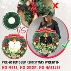 Christmas Wreaths for Front Door, Artificial Christmas Wreath with Bow, Bells, Berries, Gold Flowers and Holiday Decor Sign, Winter Wreaths for Fireplace, Windows, Wall Decor(20 Inches) - Image 5