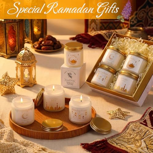 MTLEE 12 Pcs Ramadan Gifts Ramadan Mubarak Scented Candles Jar Eid Candles Eid Mubarak Muslim Scented Light Islamic Party Favors Gifts for Home Muslim Islam Festival Holiday Decor (White) - Image 4
