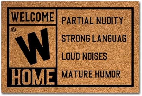 Funny Coir Doormats Home Movie Rating Welcome Front Porch Patio Decor Doormat For The Entrance Way Outside Personalized Rugs with Heavy-Duty Backing Non Slip Outdoor Mat Novelty Gift 23.6 x 15.7 inch by XTDJJKK
