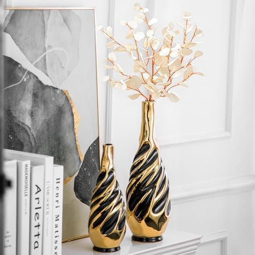 Yundu Gold with Black Vase Set of 2 - Image 7