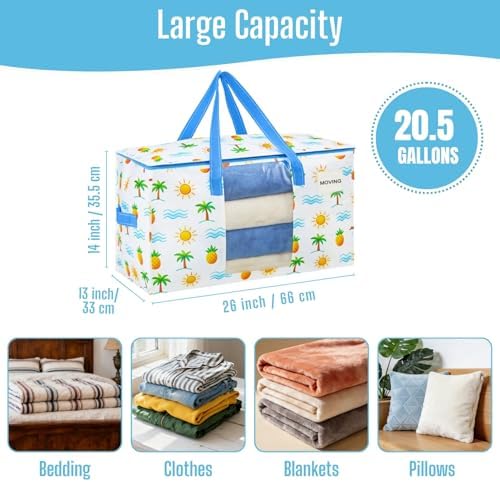 VENO Moving Bags, Wide Open Top, Clear Window, Tropical Island, 6 Pack - Image 2