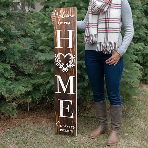 Personalized Welcome Sign for Front Door, Custom Welcome Sign for Porch Outdoor Welcome Home Decorations, 48"x8" PVC Sign (Design 4) - Image 6