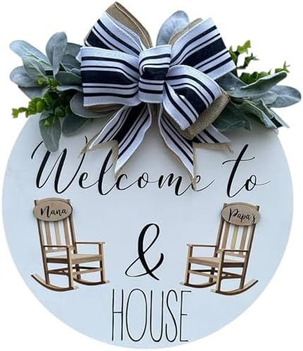 Grandparent welcome sign Grandparent door sign Nana & PopPop's house decor Grandma's garden Grandkids welcome (UV07-Rocking Chair, 22'' Width) by Unknown