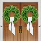 28'' Large Boxwood Wreaths Front Door Artificial Green Spring Wreath with Sash Wreaths for Front Door Farmhouse Greenery Year Round Outdoor Indoor for Summer Wreath St Patricks Day Decoration - Image 5