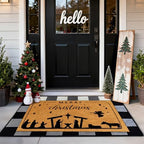 2 Pcs Merry Christmas Doormat, Nativity Scene Door Mat Christmas Non Slip Coir Mats Floor Striped Rug Layering Doormats Seasonal for Xmas Winter Doormats Front Porch Entryway Decor 24” x 32" - Image 5