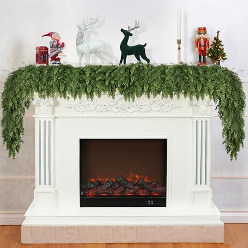 9ft Christmas Garland Realistic Soft and Thickness Green Faux Cedar Pine Garland Artificial Cedar Cypress Garland for Home Fireplace Wall Indoor Outdoor Holiday Party Home Decoration - Image 2