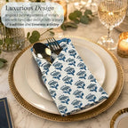 CPC Apatite Blue Block Print Cotton Embroidery Napkin 18x18 (Pack of 4) - Image 5