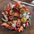 24 Inch Fall Wreath for Front Door, Autumn Harvest Outdoor Decoration - Image 2