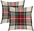 Batmerry Scottish Tartan Throw Pillow Covers, Green Wool Plaid Symmetric Square Fashion Decorative Pillow Covers Digital Printing Blended Fabric for Couch Sofa Bed Invisible Zipper 24X24 in(Set of 2) by Batmerry