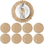 15" Set of 8 Corn Husk Woven Round Placemats by DaiVuCrafts by DaiVuCrafts