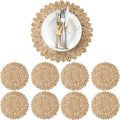 13.8" Set of 8 Corn Husk Woven Round Placemats by DaiVuCrafts by DaiVuCrafts