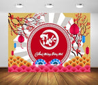BELECO 8x6ft Fabric Happy Vietnamese New Year Backdrop TET Decorations Cherry Blossoms Lanterns Lunar New Year Background Asian New Year Party Decorations Holiday Photoshoot Studio Props by BELECO