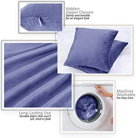 Nestl Throw Pillow Covers, Cozy Velvet Decorative Autumn Pillow Covers 22 x 22 Inches, Soft Solid Couch Pillow Covers for Sofa, Bed and Car, Set of 2 - Calm Blue - Image 3