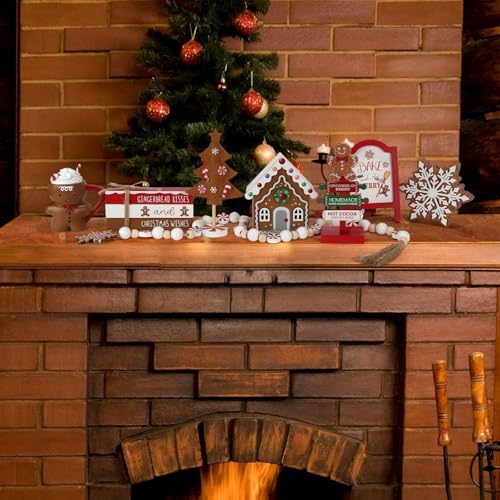 Gingerbread Christmas Decorations 8 PCS Tiered Tray Decor Set - Image 7