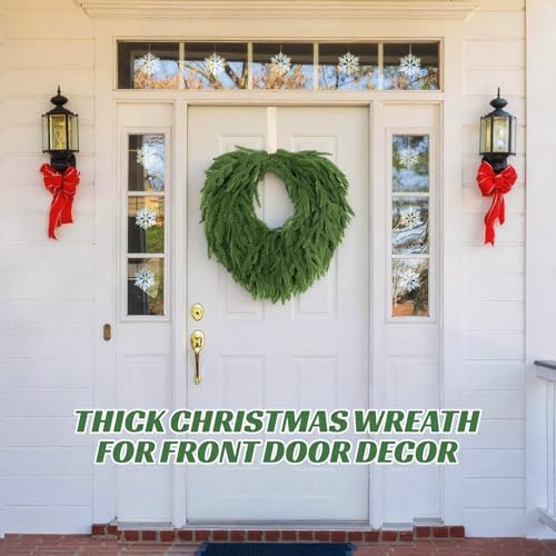 24" Norfolk Pine Wreath, Artificial Christmas Wreaths, Real Touch Green Winter Garland for Front Door Wall Window Indoor Outdoor Christmas Home Holiday Decor, FF13 - Image 3
