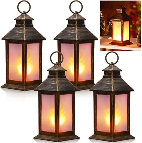 Tondiamo 4 Pcs Mini Decorative Lantern for Centerpiece, LED Candle, Bronze by Tondiamo