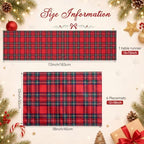 7 Pcs Christmas Tartan Plaid Table Runner and Placemat Set, Red - Image 2