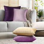 Nestl Throw Euro Pillow Covers, Cozy Velvet Decorative Pillow Covers 26 x 26 Inches, Soft Solid Couch Pillow Case for Sofa, Bed and Car, Set of 2 - Light Gray Lavender - Image 7
