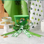 nuvagiki St. Patrick's Day Tree Topper Hat, Green Velvet Top Hat Tree Topper with Shamrock Ribbon Bow, St. Patrick's Tree Tooper Ornaments Decorations for Home Indoor, St. Patrick's Day Gifts - Image 6