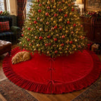 72 Inch Velvet Christmas Tree Skirt Vintage Red Tree Skirt - Image 7