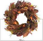 TEMPUS 20 inch Thanksgiving Wreath Magnolia Leaves with Pine Needle Yellow Berry Wreath for Front Door Harvest Festival Decor Window Wedding Autumn Outdoor Indoor Décor - Image 3