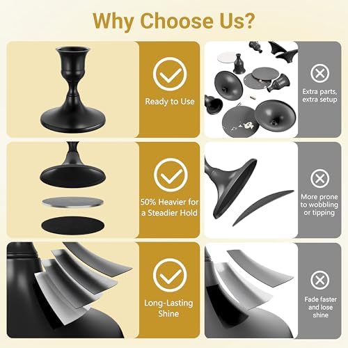 zeochyni 12 Pcs Black Taper Candle Holders Bulk for Wedding, Party Decor - Image 3