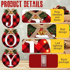 Blosssound 3 Pcs Lighted Christmas Front Door Decor, Buffalo Plaid - Image 5