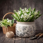 7.7" Large Ceramic Plant Pot Beige Gray Floral Vine Crackle Glaze Rustic Flowers Pot Decorative Planter with Drainage for Indoor Outdoor Plants Home Kitchen Office Decor Gift - Image 4