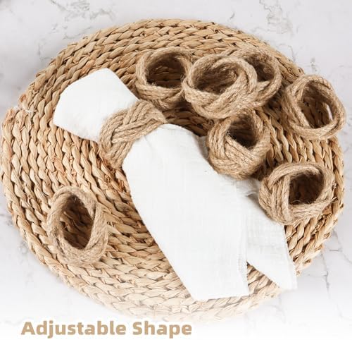 Woven Napkin Rings Set of 48, Mgrlfbl Farmhouse Burlap Napkin Ring - Image 2
