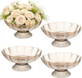 4 Pcs Plastic Compote Pedestal Flower Vase for Centerpieces, 9.72'' W x4.1''H Wedding Table Centerpieces Amber Decorative Bowl Vases with Gold Trim for for Wedding Home Party Decoration by Unknown