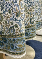Ridhi Hand Block Print Round Tablecloth Indigo Flower 60 Inch 100% Cotton - Image 3