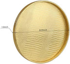 HofferRuffer Round Serving Tray 20'', Elegant Faux Leather Circle Ottoman Table Tray, Serve Tea Coffee Breakfast in Bedroom Living Room Kitchen (Gold, 20") - Image 2