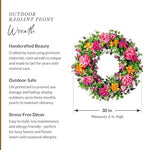 Balsam Hill Outdoor Radiant Peony Spring & Summer Wreath - 30" Premium UV-Protected Floral Door Wreath for Front Door, Patio, & Year-Round Outdoor Display - Image 3