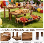 Tiered Serving Tray for Party, Acacia Wooden Cupcake Stand, Detachable Tiered Tray Stand, Stackable Dessert Table Display Set, Decorative Charcuterie Boards for Party, Wedding, Vendor Events - Image 4