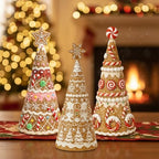 Simgoing 3 Packs Gingerbread Christmas Tree Figurines Resin Tabletop Decor - Image 4