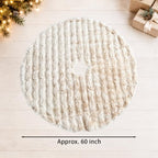 Christmas Tree Skirt 60 Inch, Light Khaki Faux Fur Tree Skirt Puff Quilt Fluffy Tree Decorations, Soft Plush Tree Cover Mat Skirts for 6ft 7ft 8ft Trees, Farmhouse Christmas Decorations Rustic Decor - Image 4