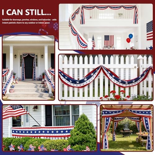 USA Bunting Flag 4th of July Red White Blue American Patriotic Independence Day and Memorial Days Decorations - Image 3