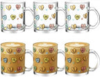 Maxcheck 6 Pack 12 oz Valentines Day Heart Glass Coffee Mugs with Handle - Image 3