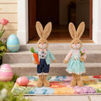 Glintoper 2 Pack Easter Decorations Standing Bunny with Stretchable Legs, 21" to 26" Brown Rabbits Couple Figurine, Party Favor Photo Props Gifts for Office Kitchen Farmhouse Front Door Spring Home - Image 5