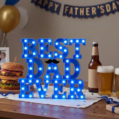 Ganeen Plastic Father's Day Decorations Gift LED Best Dad Ever Sign by Ganeen