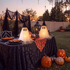 SiliFine 2 Pack Halloween Light up Ghost Decorations with Witch Hats, White - Image 3