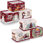 6 Pcs Large Christmas Storage Baskets, Buffalo Plaid Snowman Xmas Bins by Acellegic
