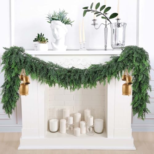 Rowfad 9Ft Cedar Pine Garland for Mantle Christmas Decorations, 2 Set by RowfadFlora