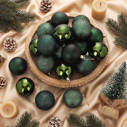 Soulchen 20 Pcs Emerald Green Christmas Balls Ornaments 2.75" Shatterproof - Image 3