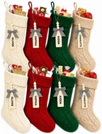 houscly 18 Inch Personalized Knit Stockings, 8 Pack Red White Green Khaki by houscly